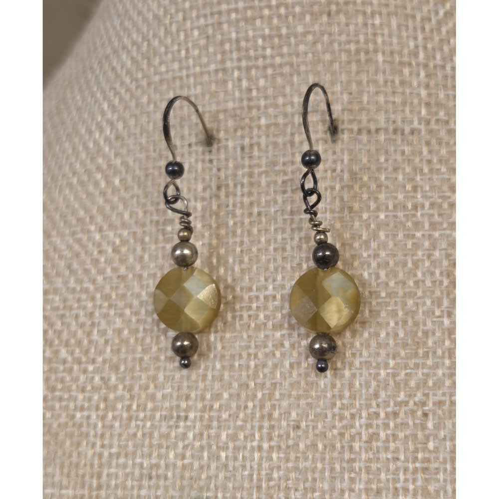 Vintage Sterling Silver & Citrine Dangle Earrings Sterling Balls 925